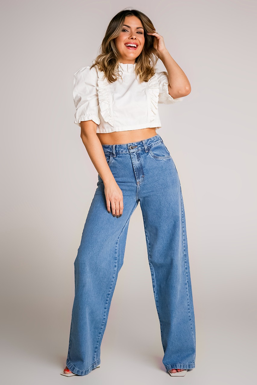 Calça wide leg Isabella Cropped Livia